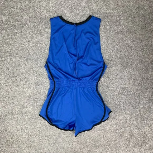 Nike Romper Womens S Small Cobalt Open Back Smocked Waist Sleeveless Stretch - Picture 8 of 13